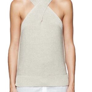 NWT Brochu Walker The Quinn Layered Halter Knit Tank Top Sand Dune/White L